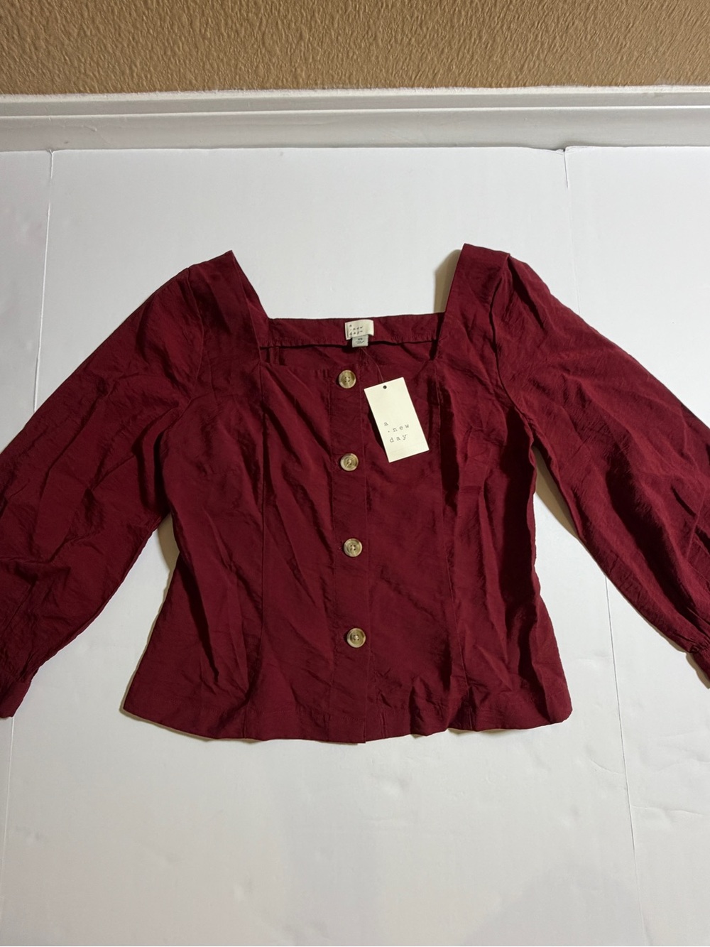 Target Burgundy Square-Neck Button-Front Blouse